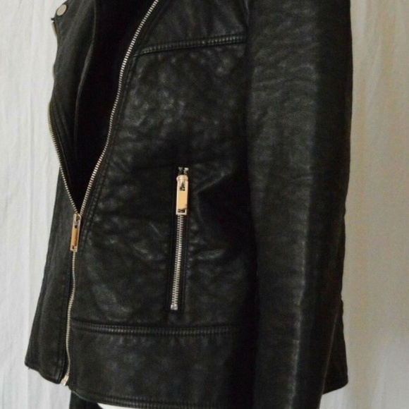 French Connection Faux-Fur-Trim Faux-Leather Moto - Picture 4 of 6